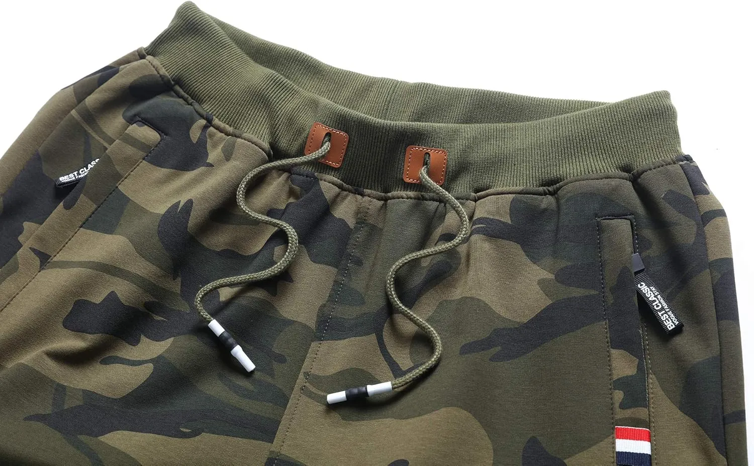 Big Boy's Casual Shorts Summer Cotton Classic Fit Elastic Waist Shorts with Zipper Pockets