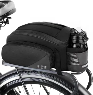 Bike Rack Bag,12L Bike Trunk Bag, Rear bike rack bag, Multi Pockets Cycling Rear Seat Storage Bag, Bike Bags for bicycles Carrier with Reflective Area & Shoulder Strap for Cycling Trips.