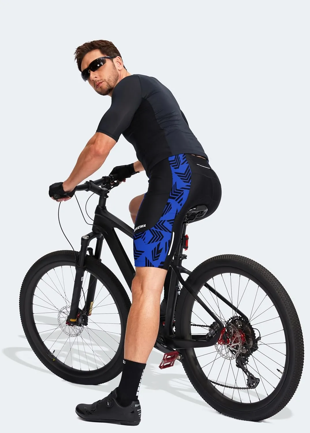 Bikewa Men's Bike Shorts 3D Padded Cycling Road Biking Mountain Riding Biker Bicycle UPF 50  Cycle Shorts Zipper Pockets