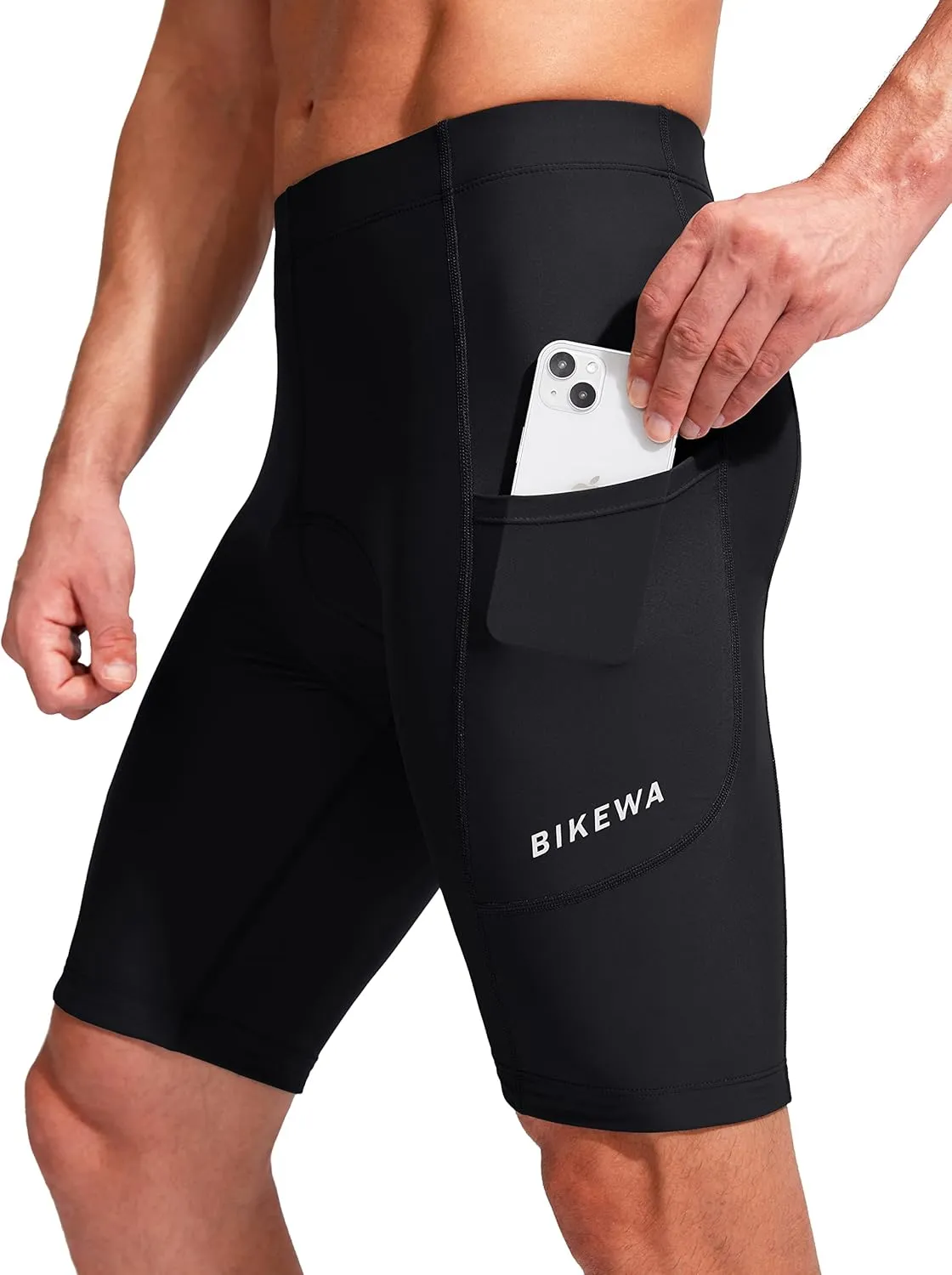 Bikewa Men's Bike Shorts 3D Padded Cycling Road Biking Mountain Riding Biker Bicycle UPF 50  Cycle Shorts Zipper Pockets