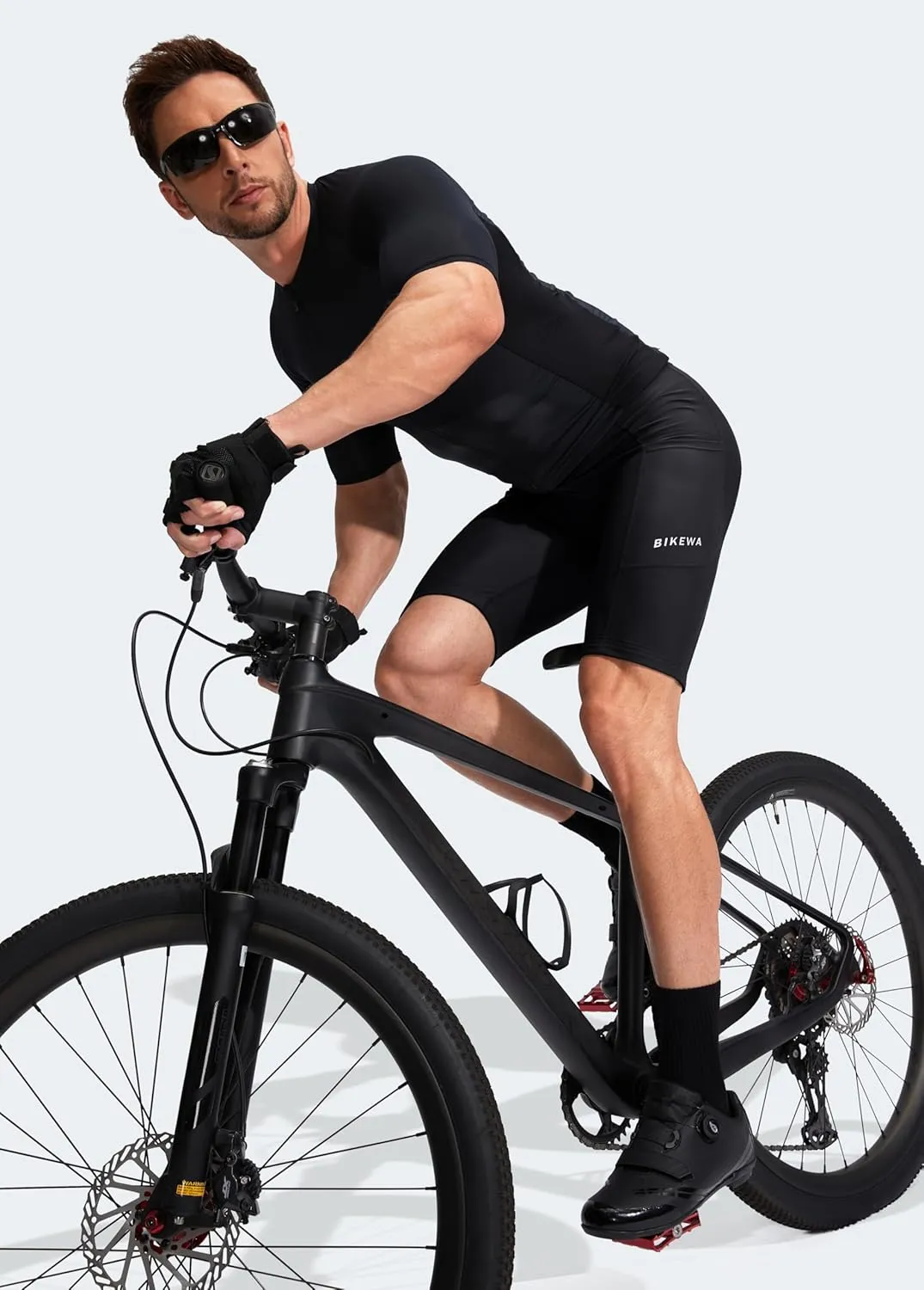 Bikewa Men's Bike Shorts 3D Padded Cycling Road Biking Mountain Riding Biker Bicycle UPF 50  Cycle Shorts Zipper Pockets