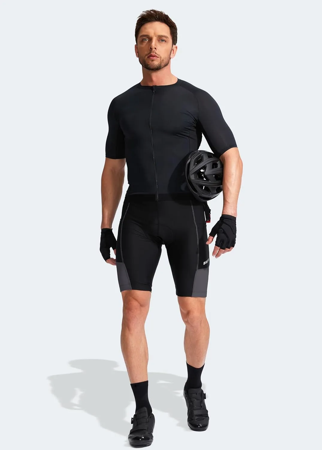 Bikewa Men's Bike Shorts 3D Padded Cycling Road Biking Mountain Riding Biker Bicycle UPF 50  Cycle Shorts Zipper Pockets