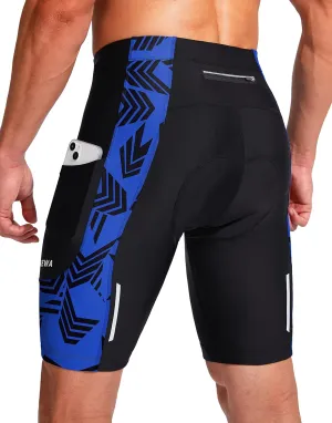 Bikewa Men's Bike Shorts 3D Padded Cycling Road Biking Mountain Riding Biker Bicycle UPF 50  Cycle Shorts Zipper Pockets