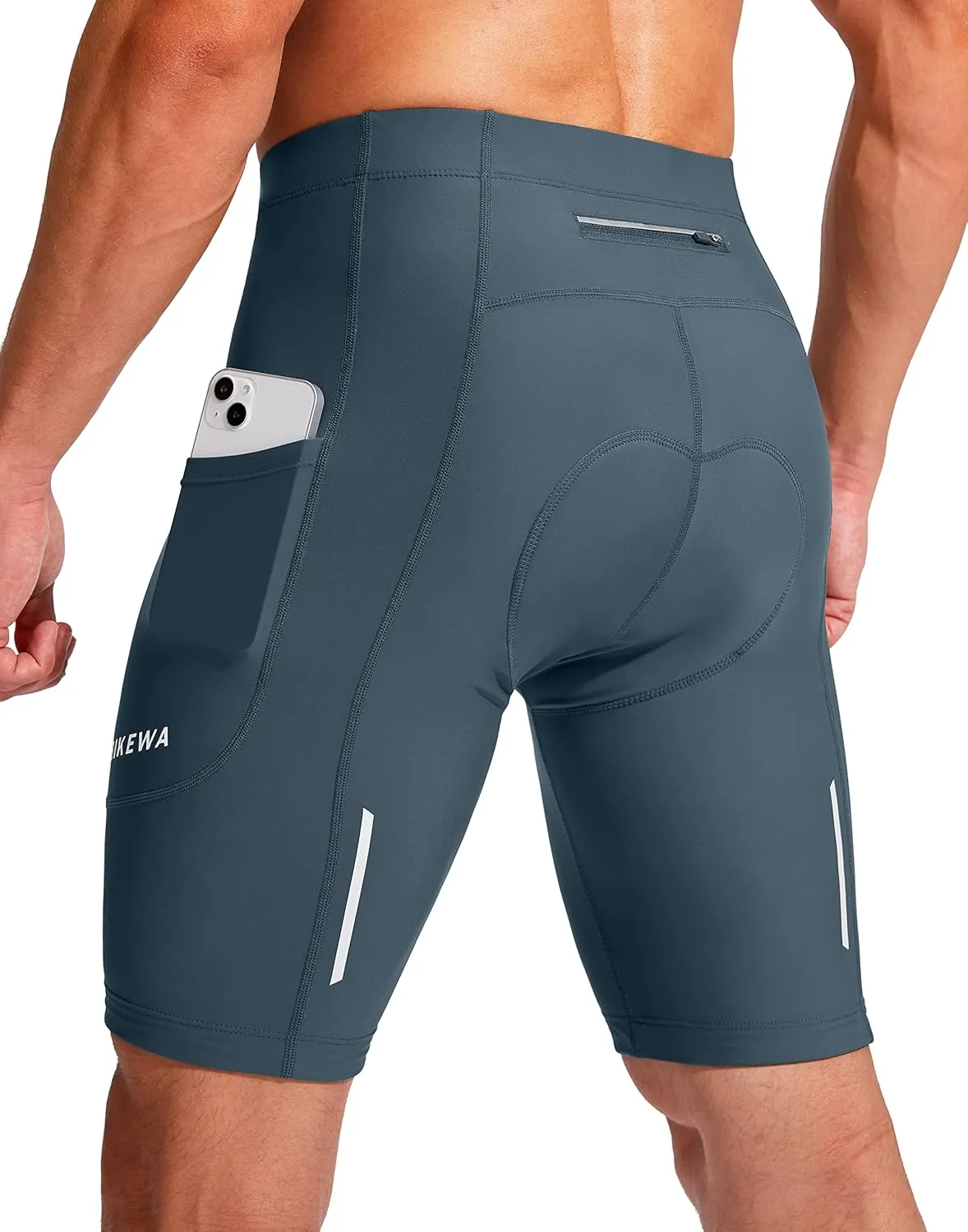 Bikewa Men's Bike Shorts 3D Padded Cycling Road Biking Mountain Riding Biker Bicycle UPF 50  Cycle Shorts Zipper Pockets