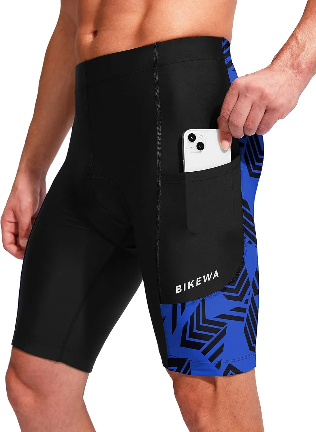 Bikewa Men's Bike Shorts 3D Padded Cycling Road Biking Mountain Riding Biker Bicycle UPF 50  Cycle Shorts Zipper Pockets