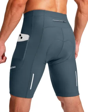 Bikewa Men's Bike Shorts 3D Padded Cycling Road Biking Mountain Riding Biker Bicycle UPF 50  Cycle Shorts Zipper Pockets