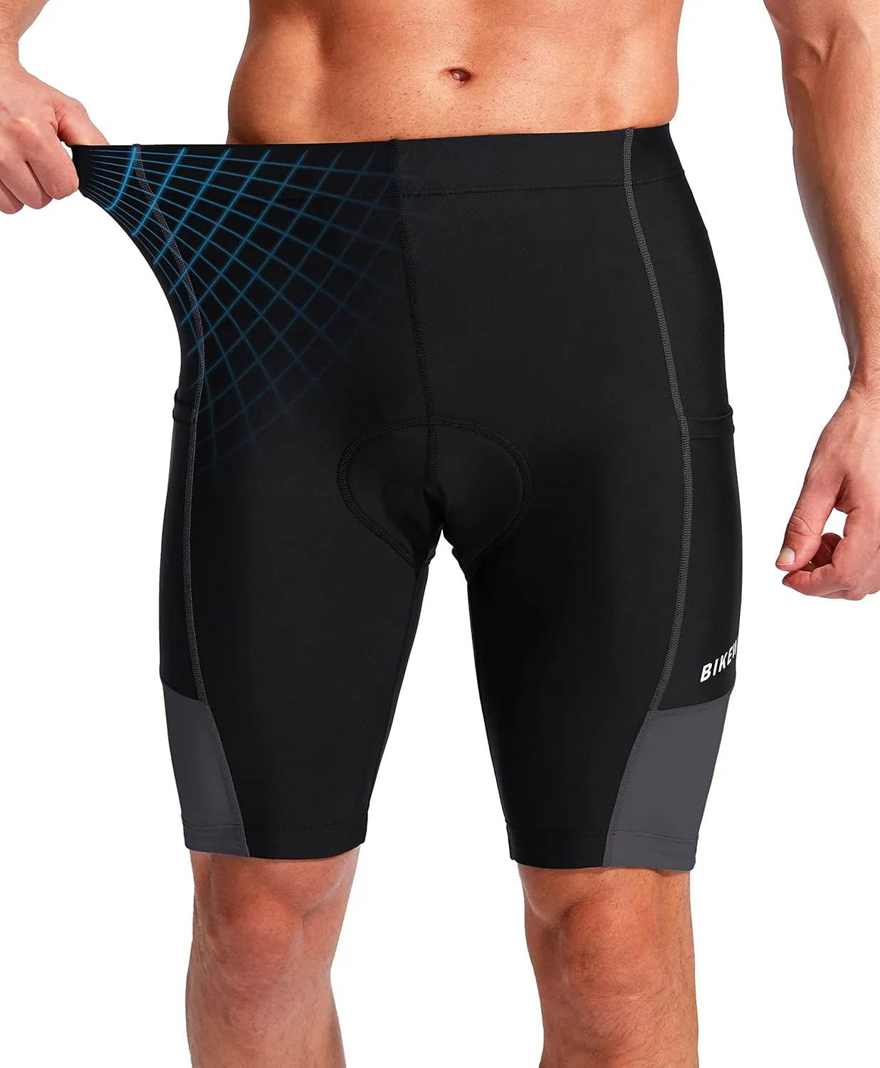 Bikewa Men's Bike Shorts 3D Padded Cycling Road Biking Mountain Riding Biker Bicycle UPF 50  Cycle Shorts Zipper Pockets