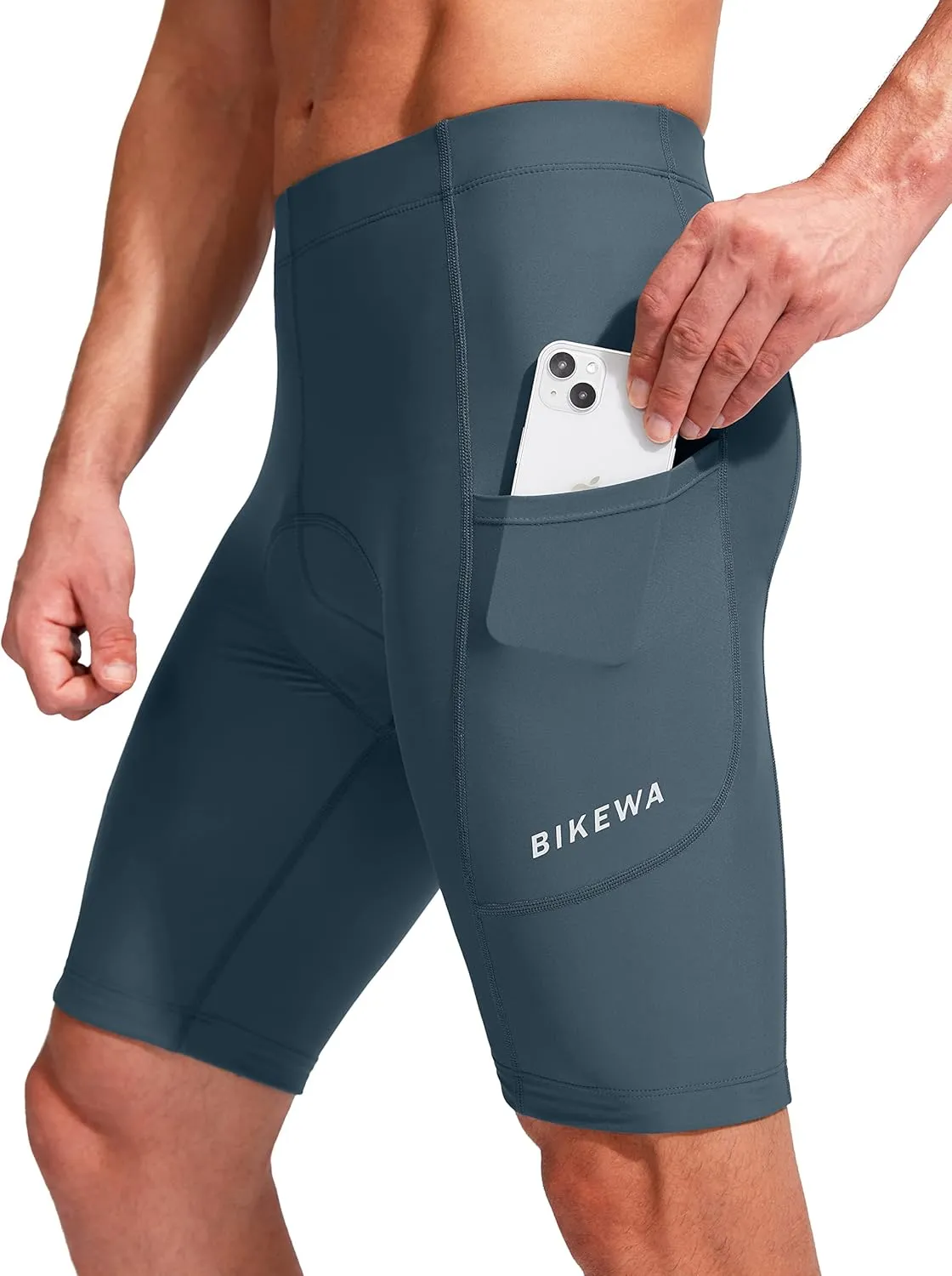 Bikewa Men's Bike Shorts 3D Padded Cycling Road Biking Mountain Riding Biker Bicycle UPF 50  Cycle Shorts Zipper Pockets