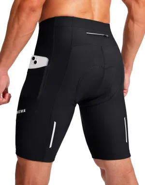 Bikewa Men's Bike Shorts 3D Padded Cycling Road Biking Mountain Riding Biker Bicycle UPF 50  Cycle Shorts Zipper Pockets