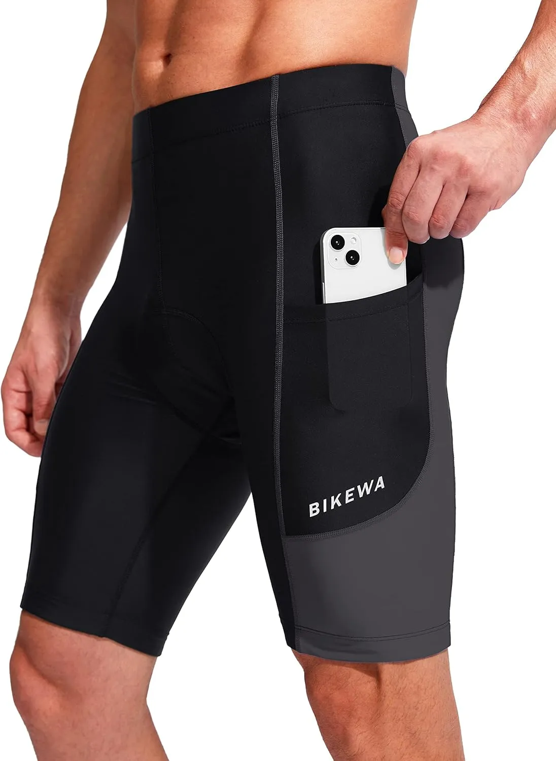 Bikewa Men's Bike Shorts 3D Padded Cycling Road Biking Mountain Riding Biker Bicycle UPF 50  Cycle Shorts Zipper Pockets