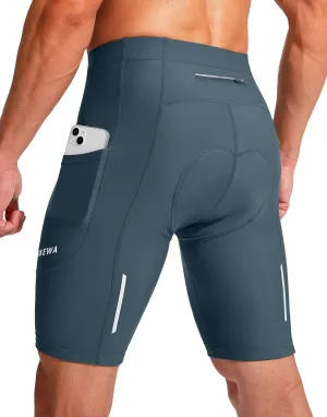 Bikewa Men's Bike Shorts 3D Padded Cycling Road Biking Mountain Riding Biker Bicycle UPF 50  Cycle Shorts Zipper Pockets