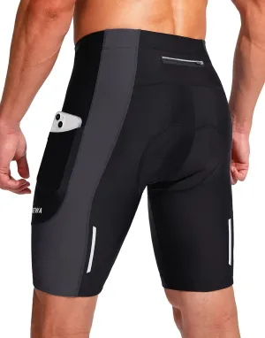 Bikewa Men's Bike Shorts 3D Padded Cycling Road Biking Mountain Riding Biker Bicycle UPF 50  Cycle Shorts Zipper Pockets