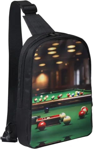 Billiard Crossbody Chest Bag Lightweight Travel Hiking Shoulder Backpack For Men Women, Black, RXZER23