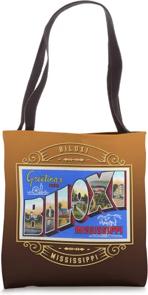 Biloxi Mississippi MS Large Letter Postcard Ornate Tote Bag