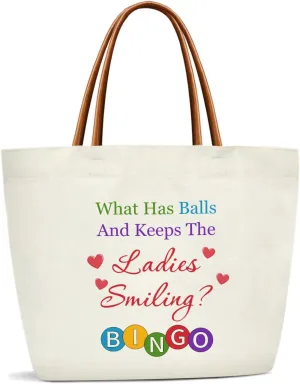 Bingo Gifts Bingo Themed Canvas Tote Bag For Women, Reusable Grocery Shoulder Bag Cute Tote Bags for Work Travel Gym, Inspirational Gifts Handbag Beach Bags for Women Teacher Friends -22