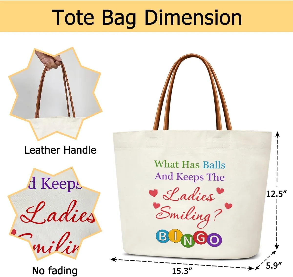 Bingo Gifts Bingo Themed Canvas Tote Bag For Women, Reusable Grocery Shoulder Bag Cute Tote Bags for Work Travel Gym, Inspirational Gifts Handbag Beach Bags for Women Teacher Friends -22