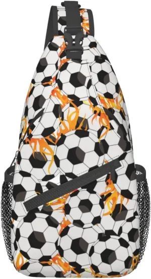 Black And White Check Burning Soccers Pile Chest Sling Bag Crossbody Shoulder Backpack Bag Gym Cycling Travel Hiking Daypack Cross bag
