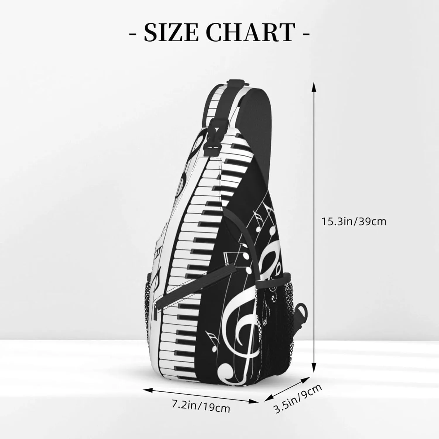Black And White Piano Music Notes Musical Instrument Crossbody Backpack Chest Bag For Men Women Large Capacity Shoulder Sling Bag Cycling Travel Daypack