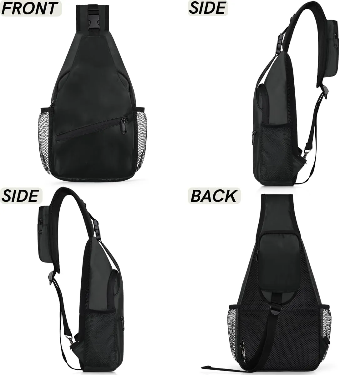 Black Crossbody Shoulder Bag Sling Backpack Lightweight Crossbody Bag Motorcycle Chest Bag for Women Men