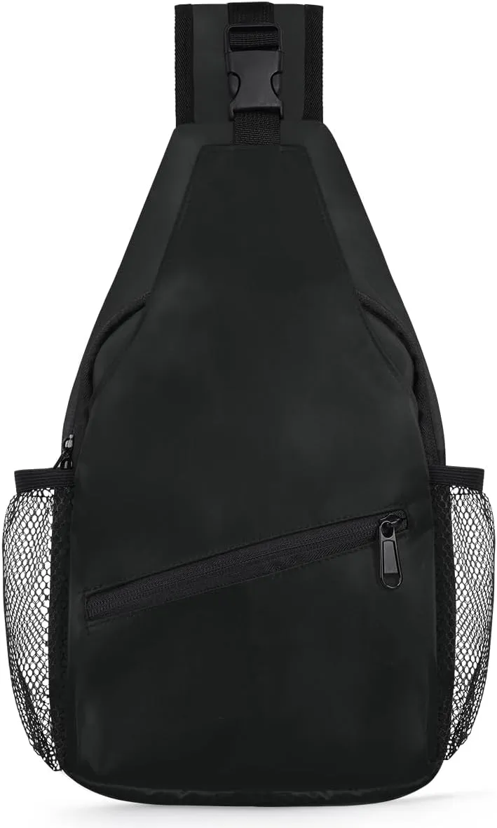 Black Crossbody Shoulder Bag Sling Backpack Lightweight Crossbody Bag Motorcycle Chest Bag for Women Men
