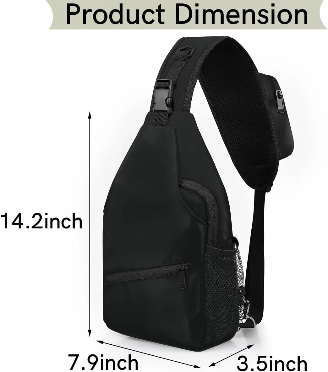 Black Crossbody Shoulder Bag Sling Backpack Lightweight Crossbody Bag Motorcycle Chest Bag for Women Men