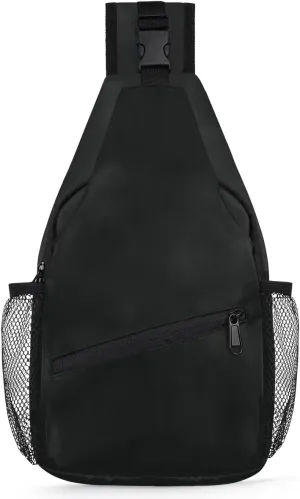 Black Crossbody Shoulder Bag Sling Backpack Lightweight Crossbody Bag Motorcycle Chest Bag for Women Men