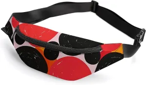 Black Polka Dots Belt Bag with Adjustable Strap, Lightweight Travel Crossbody Bags, Hands-Free Mini Fanny Packs in Running Gym