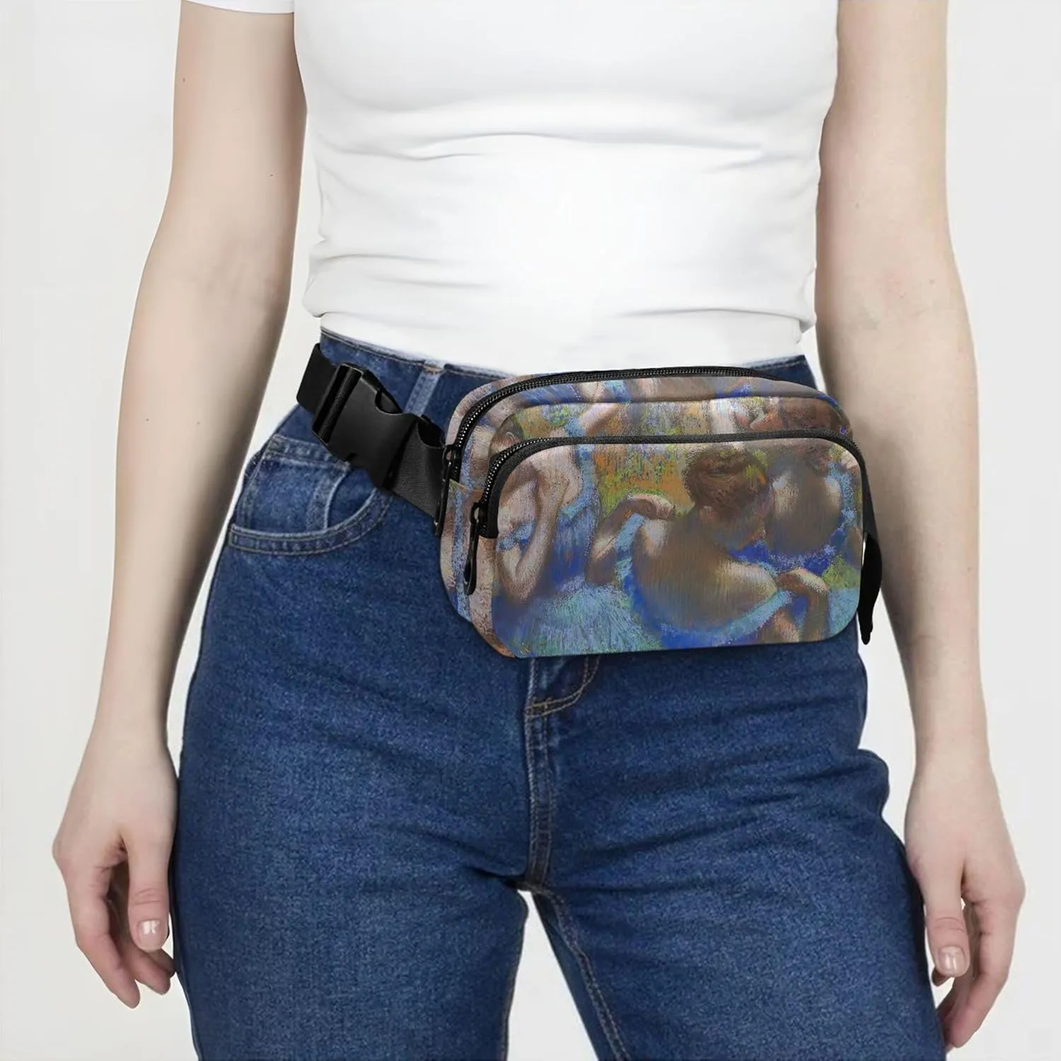Blue Dancers Edgar Degas Prints Fanny Packs for Women Waterproof Anti Theft Belt Bag Cute Waist Pack for Women