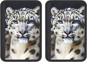 Blue Eyed Snow Leopard Car Seat Belt Pad 2 Pack Universal Fit Seatbelt Cover Soft and Comfortable Backpack Shoulder Pad Adjustable Neck Cushion Protector Harness Pad for Car Bag