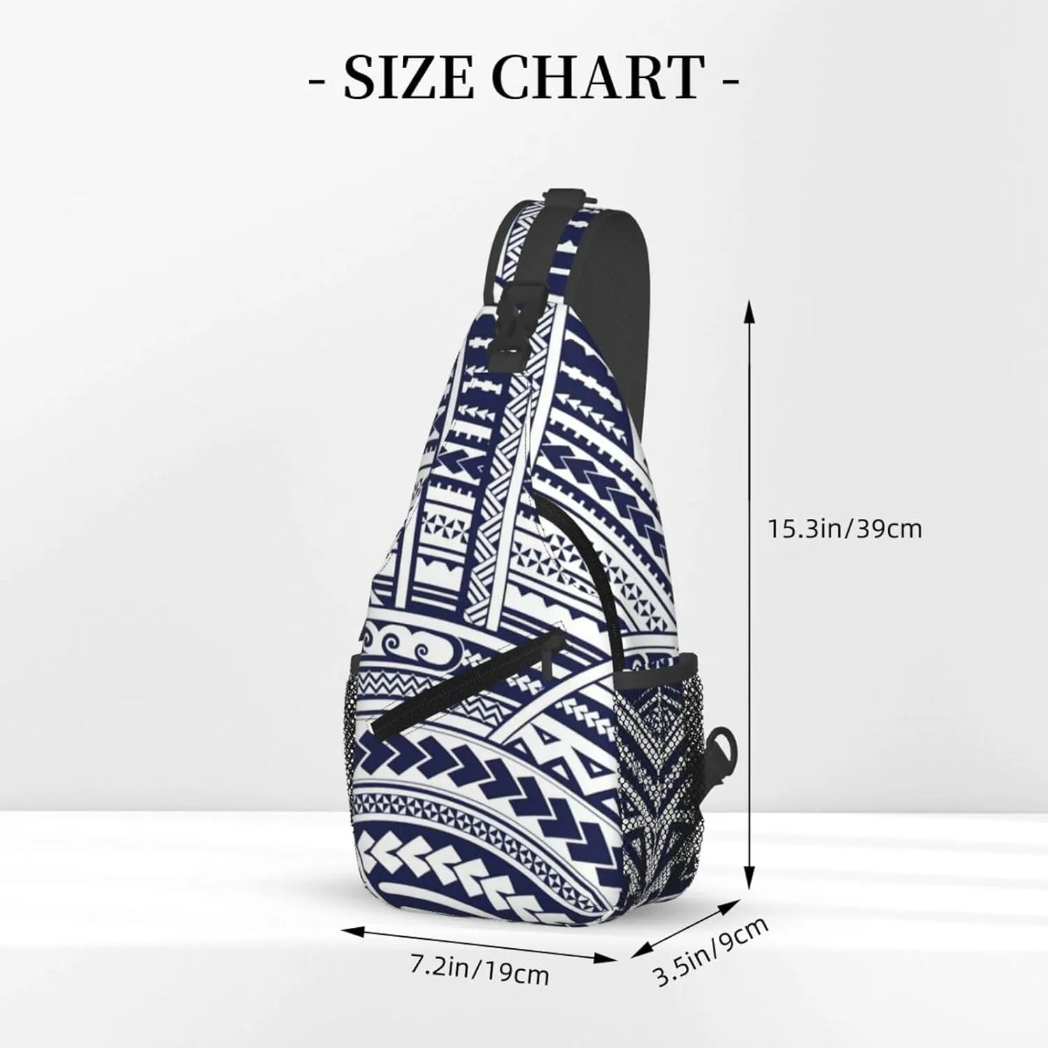 Blue Polynesian Maori Tribal Pattern Crossbody Chest Bag Lightweight Sling Daypackstravel Hiking Cycling For Men Women