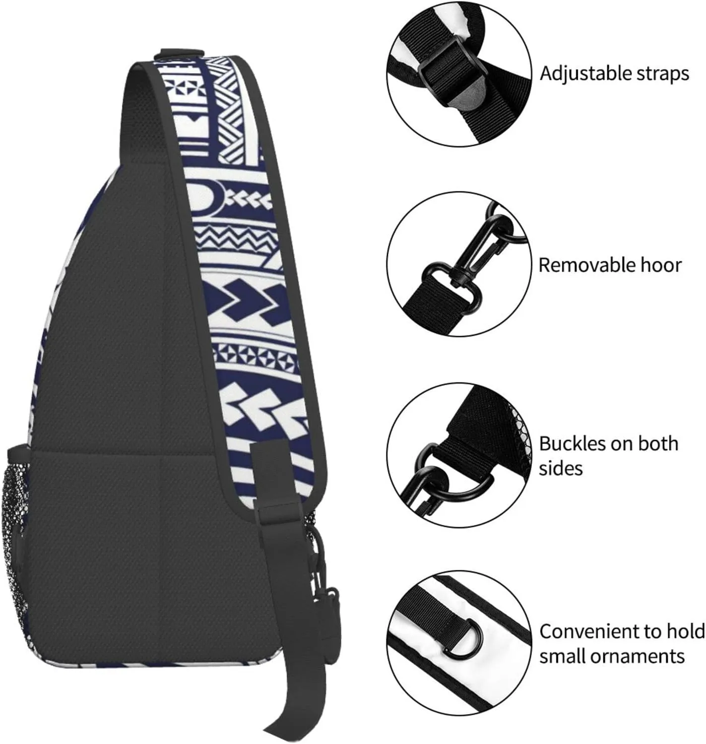 Blue Polynesian Maori Tribal Pattern Crossbody Chest Bag Lightweight Sling Daypackstravel Hiking Cycling For Men Women