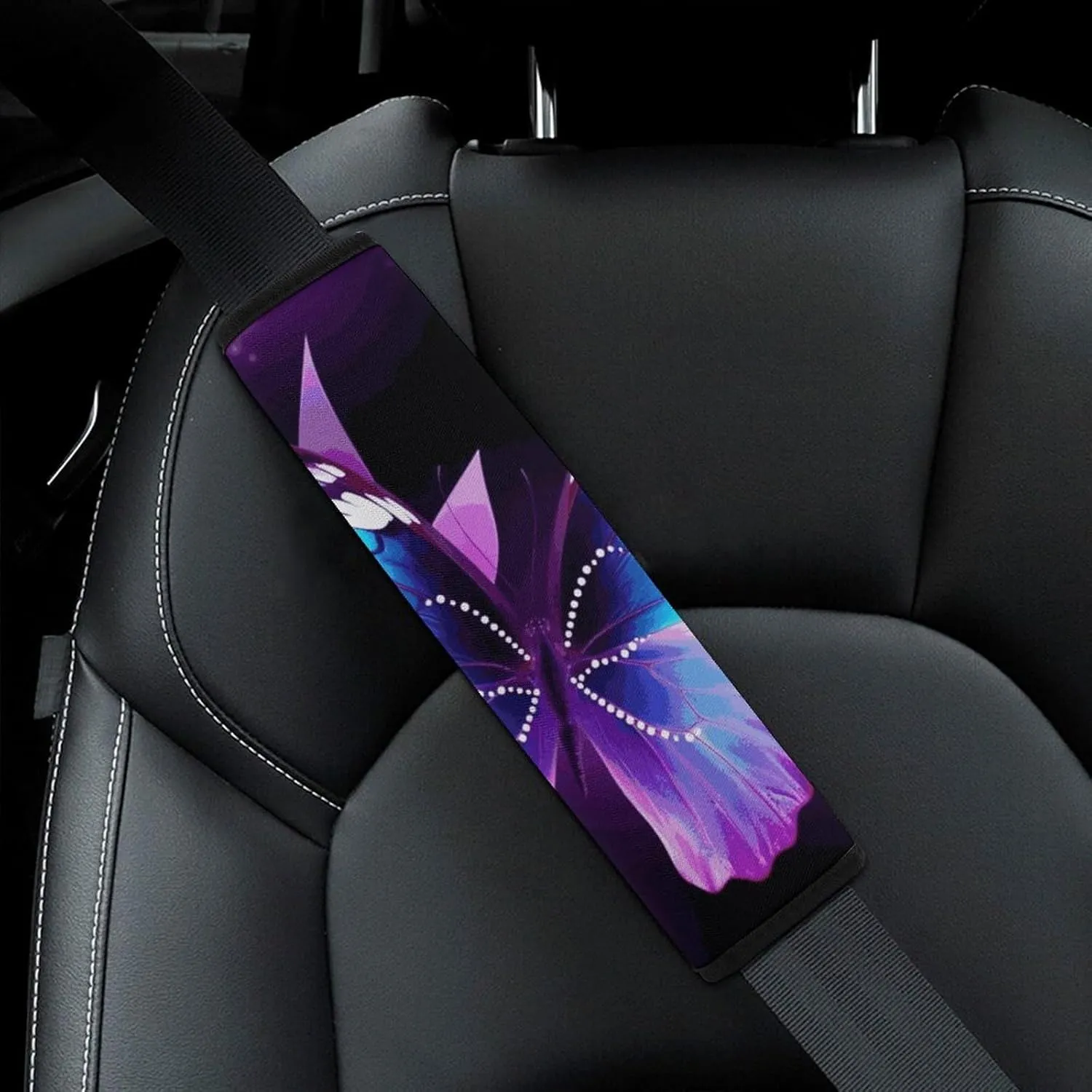 Blue Purple Butterfly Auto Seat Belt Cover 2PCS Universal Car Seat Belt Shoulder Protector Pad, Protect Your Shoulders and Neck for Car Seat Belt, Shoulder Bag, Backpack