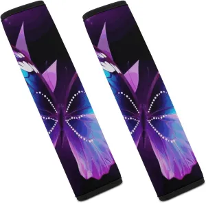 Blue Purple Butterfly Auto Seat Belt Cover 2PCS Universal Car Seat Belt Shoulder Protector Pad, Protect Your Shoulders and Neck for Car Seat Belt, Shoulder Bag, Backpack