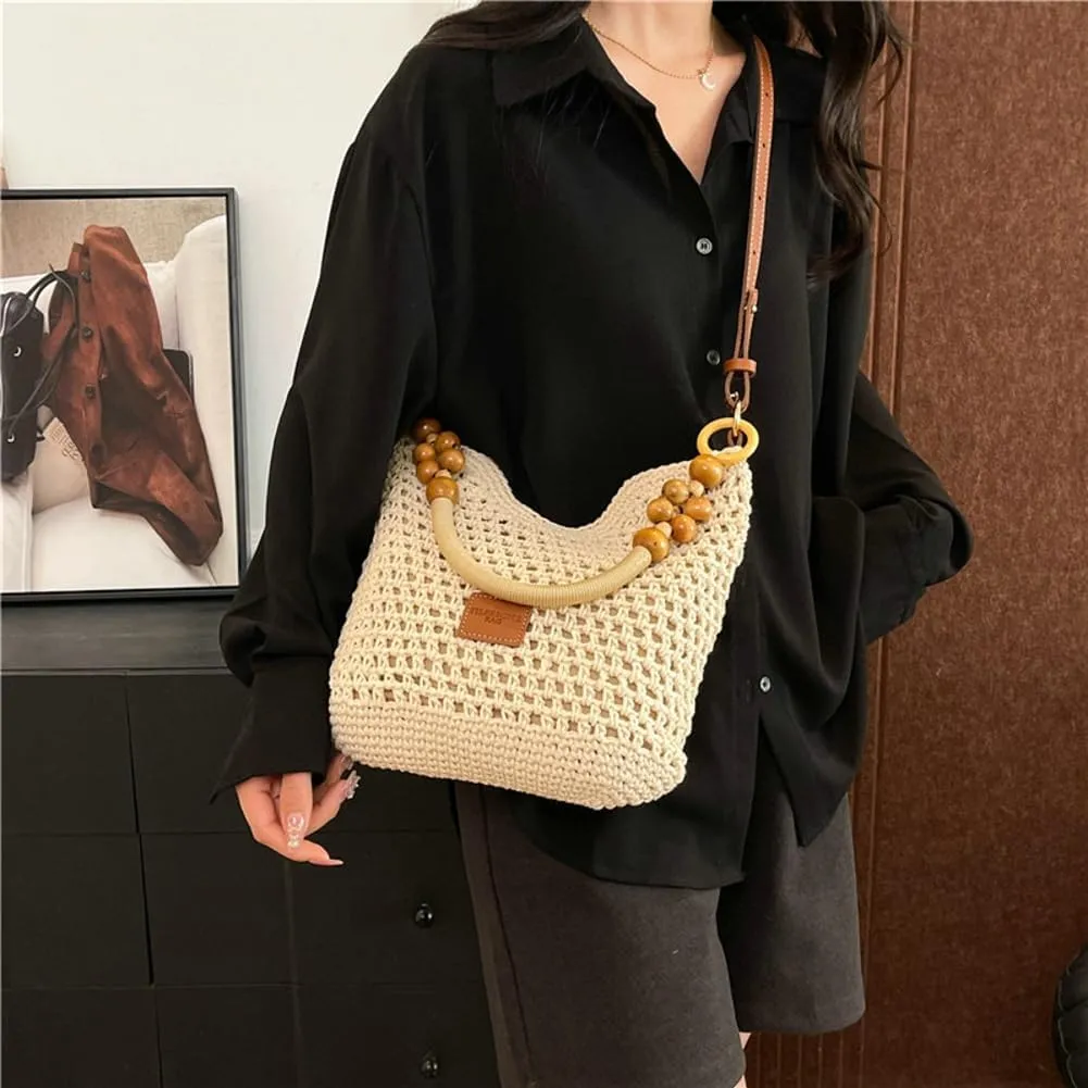 Bohemia Straw Beach Bag Women Macrame Shoulder Tote Bag Crossbody Purse Travel Beach Bag Summer Top-handle Hobo Bags 2025