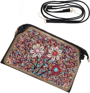 Boho Style Beaded Crossbody Bag for Women, Small Shoulder Bag, Beaded design Cell Phone Wallet Purse, Adjustable Strap