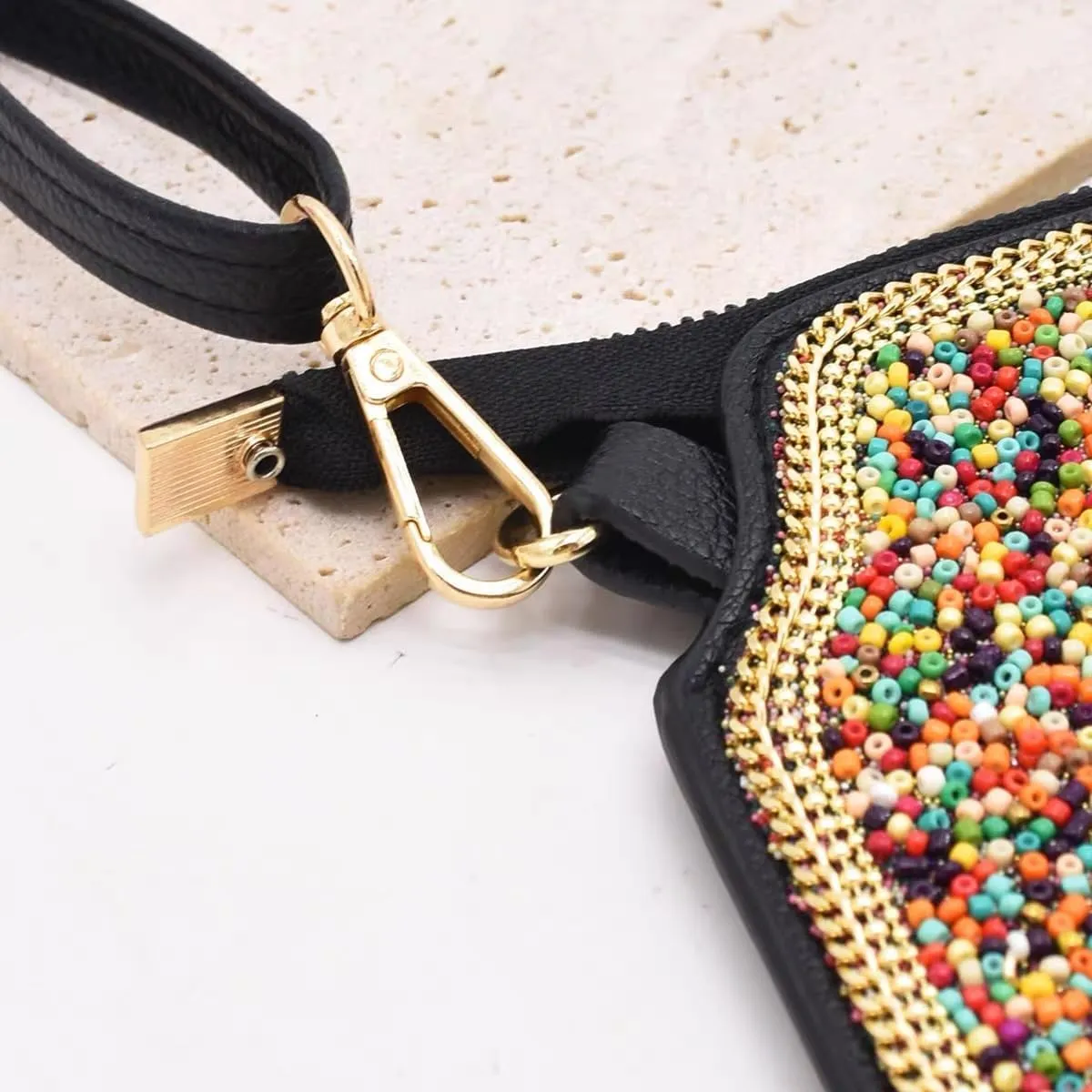 Boho Style Beaded Crossbody Bag for Women, Small Shoulder Bag, Beaded design Cell Phone Wallet Purse, Adjustable Strap