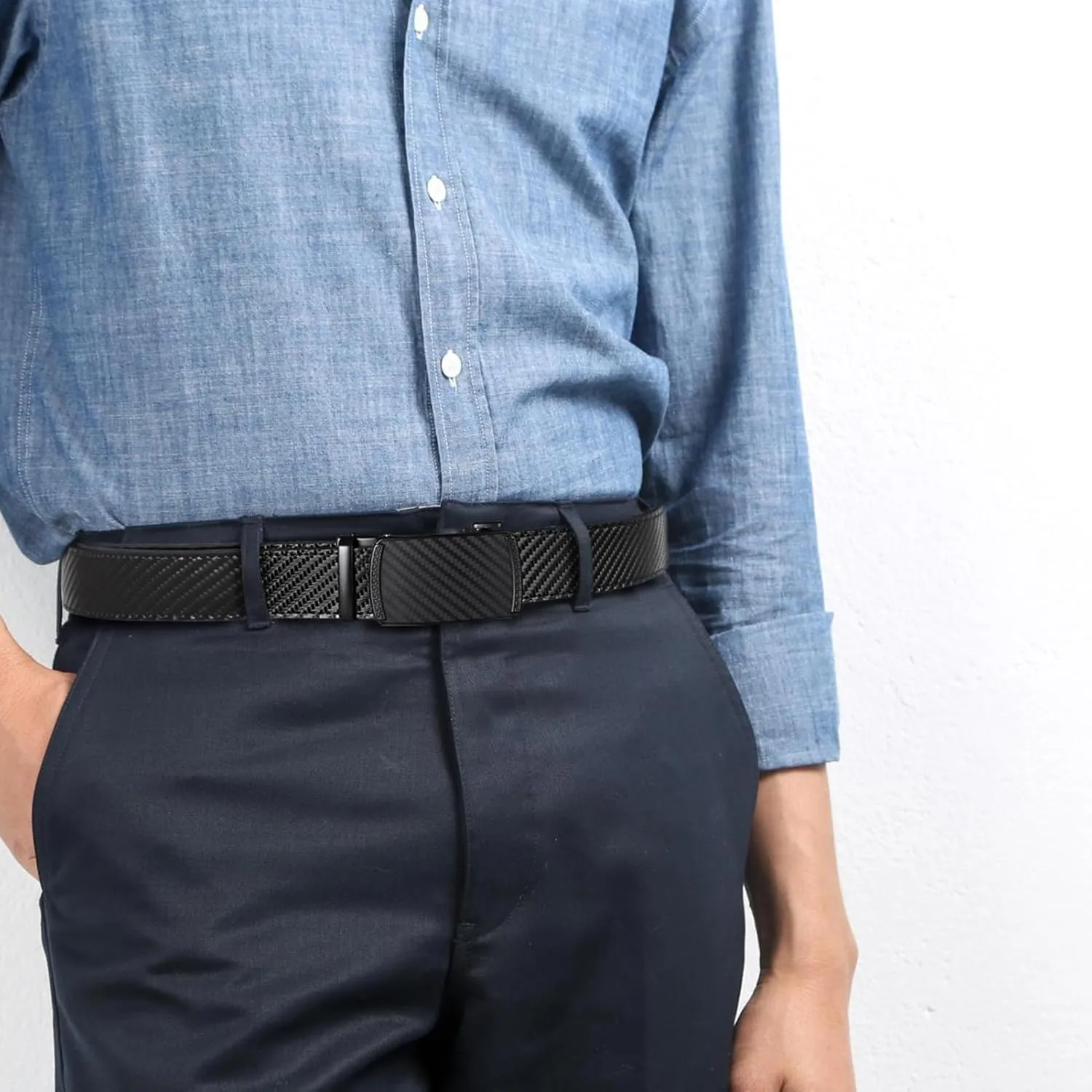 BOSTANTEN Mens Belt Leather Ratchet Belt For Men Dress and Casual with Adjustable Buckle, Trim to Fit