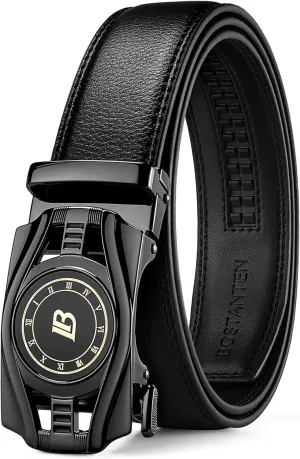 BOSTANTEN Mens Belt Leather Ratchet Belt For Men Dress and Casual with Adjustable Buckle, Trim to Fit