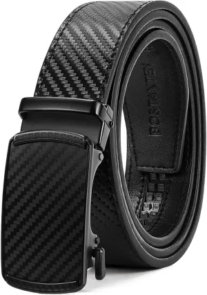 BOSTANTEN Mens Belt Leather Ratchet Belt For Men Dress and Casual with Adjustable Buckle, Trim to Fit