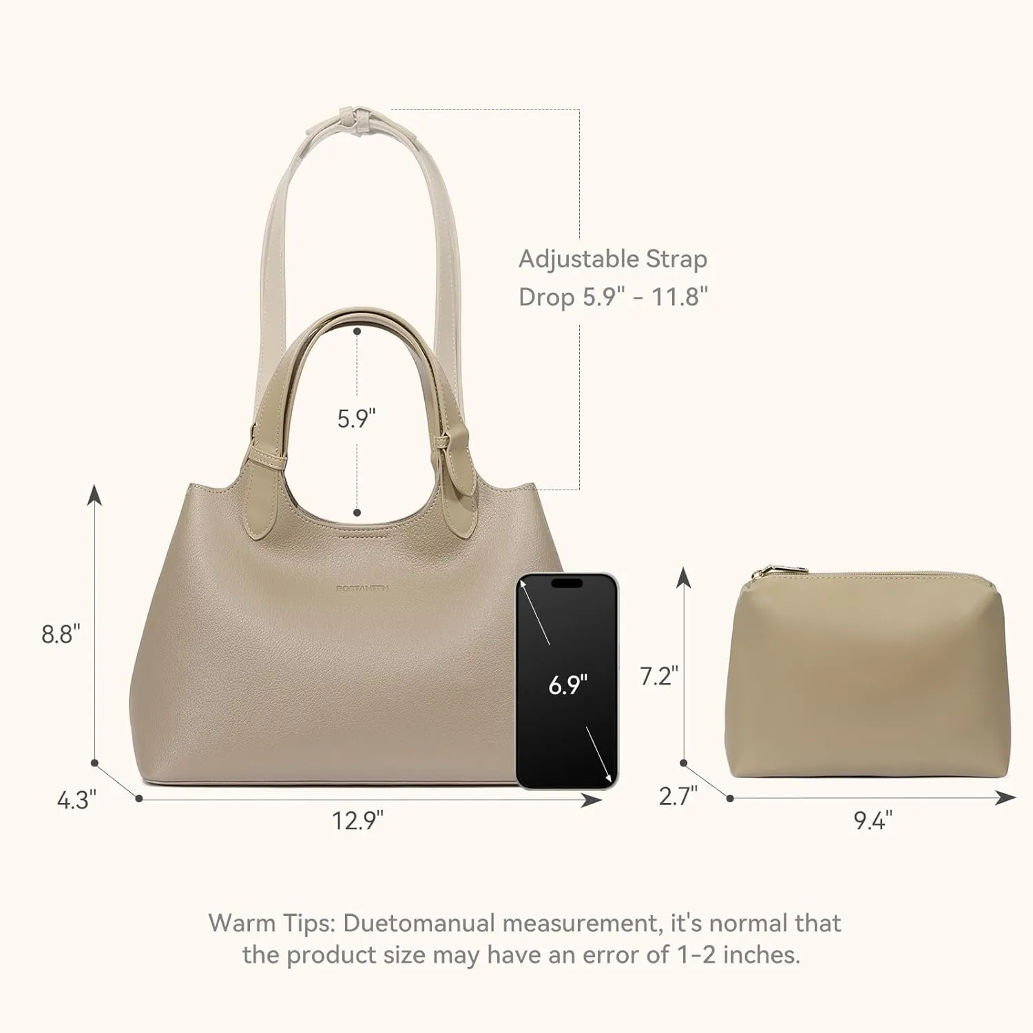 BOSTANTEN Satchel Purses for Women Trendy Slouchy Bags Vegan Leather Shoulder Bag Designer Purses with Adjustable Strap