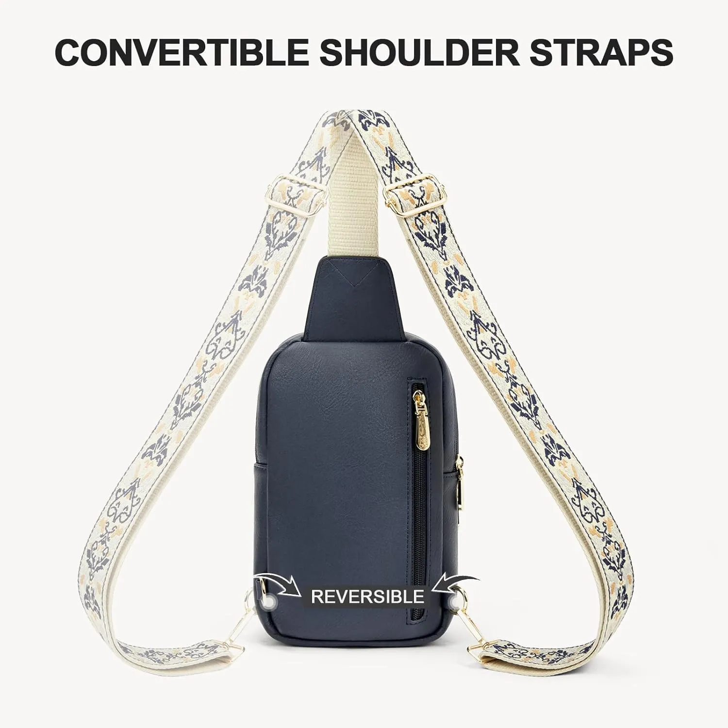 BOSTANTEN Sling Bag Quilted Crossbody Bags for Women Cross Body Purse Leather Fanny Pack with Adjustable Guitar Strap