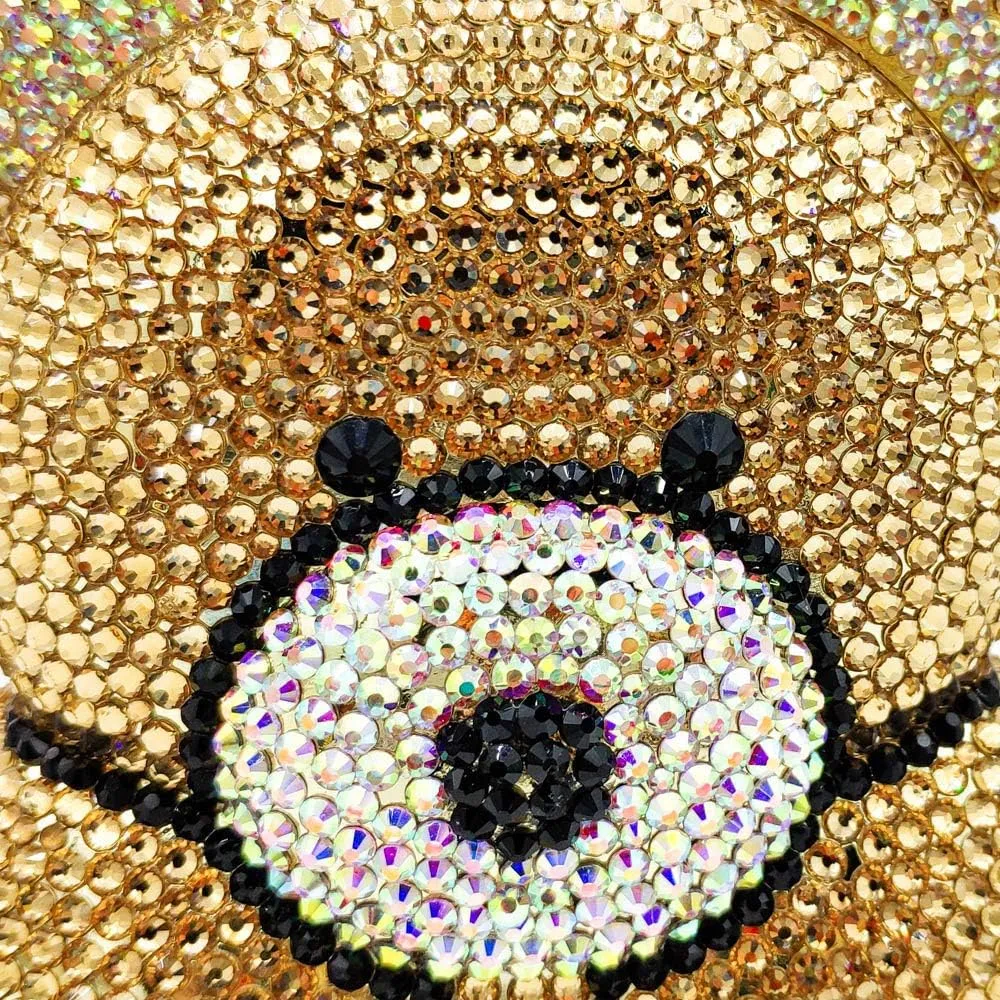 Boutique De FGG Bear Evening Bags and clutches for Women Formal Crystal Clutch Purse Party Animal Rhinestone Handbags,Mini