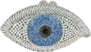 Boutique De FGG Evil Eye Clutch Purse for Women Glitter Evening Bags Crystal Clutch Party Dinner Rhinestone Handbag,Mini