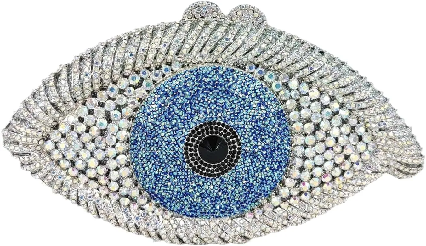 Boutique De FGG Evil Eye Clutch Purse for Women Glitter Evening Bags Crystal Clutch Party Dinner Rhinestone Handbag,Mini