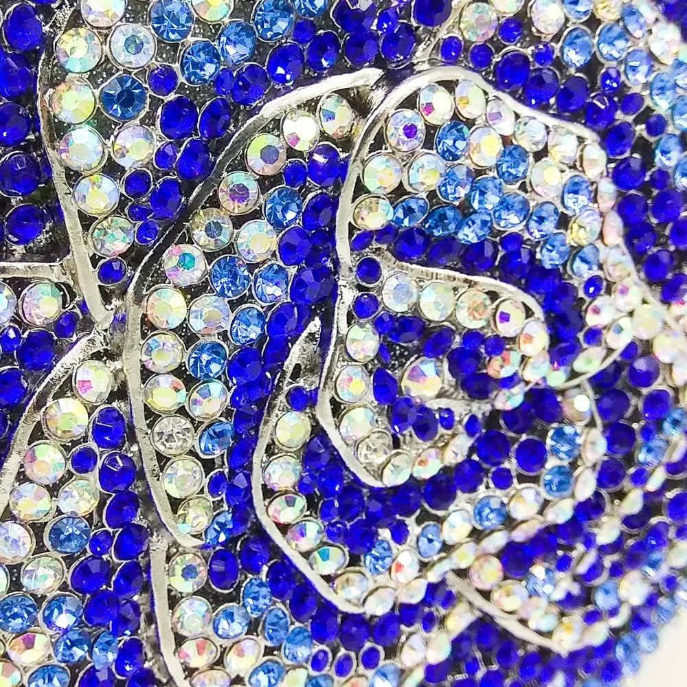 Boutique De FGG Rose Crystal Clutch Purse Women Flower Evening Bag Wedding Party Prom Bridal Rhinestone Floral Handbag,Mini