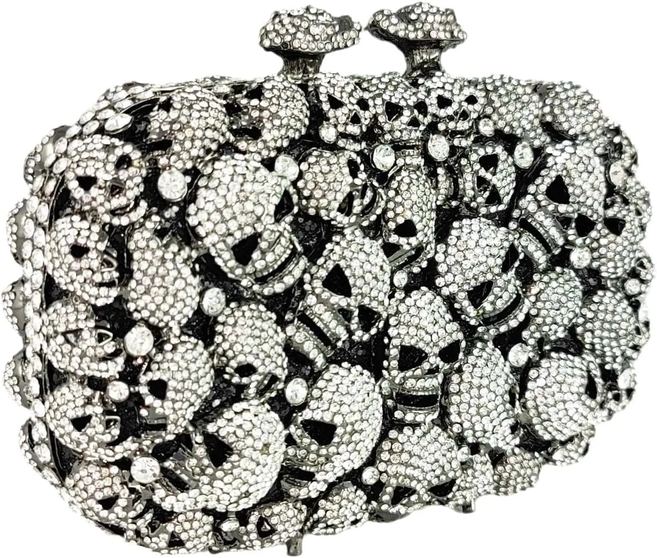 Boutique De FGG Skull Crystal Clutch Purse for Women Formal Rhinestone Clutch Evening Bag Halloween Minaudiere Handbag,Mini