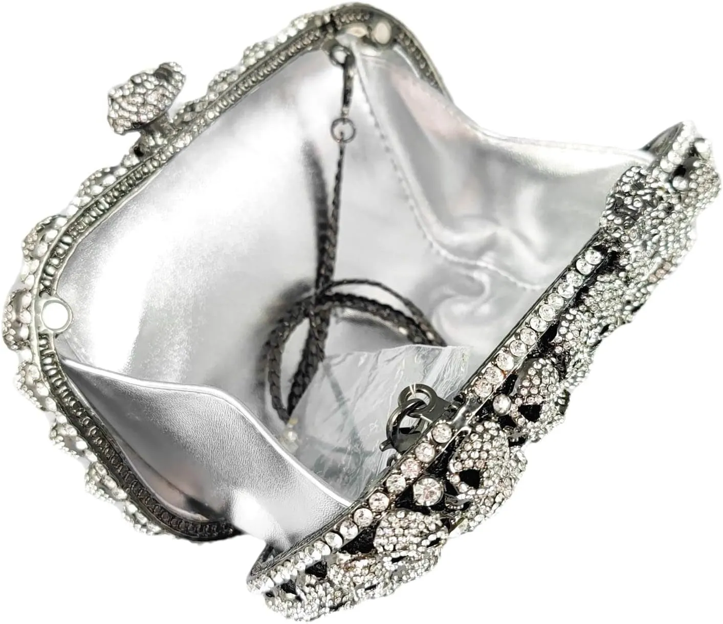 Boutique De FGG Skull Crystal Clutch Purse for Women Formal Rhinestone Clutch Evening Bag Halloween Minaudiere Handbag,Mini