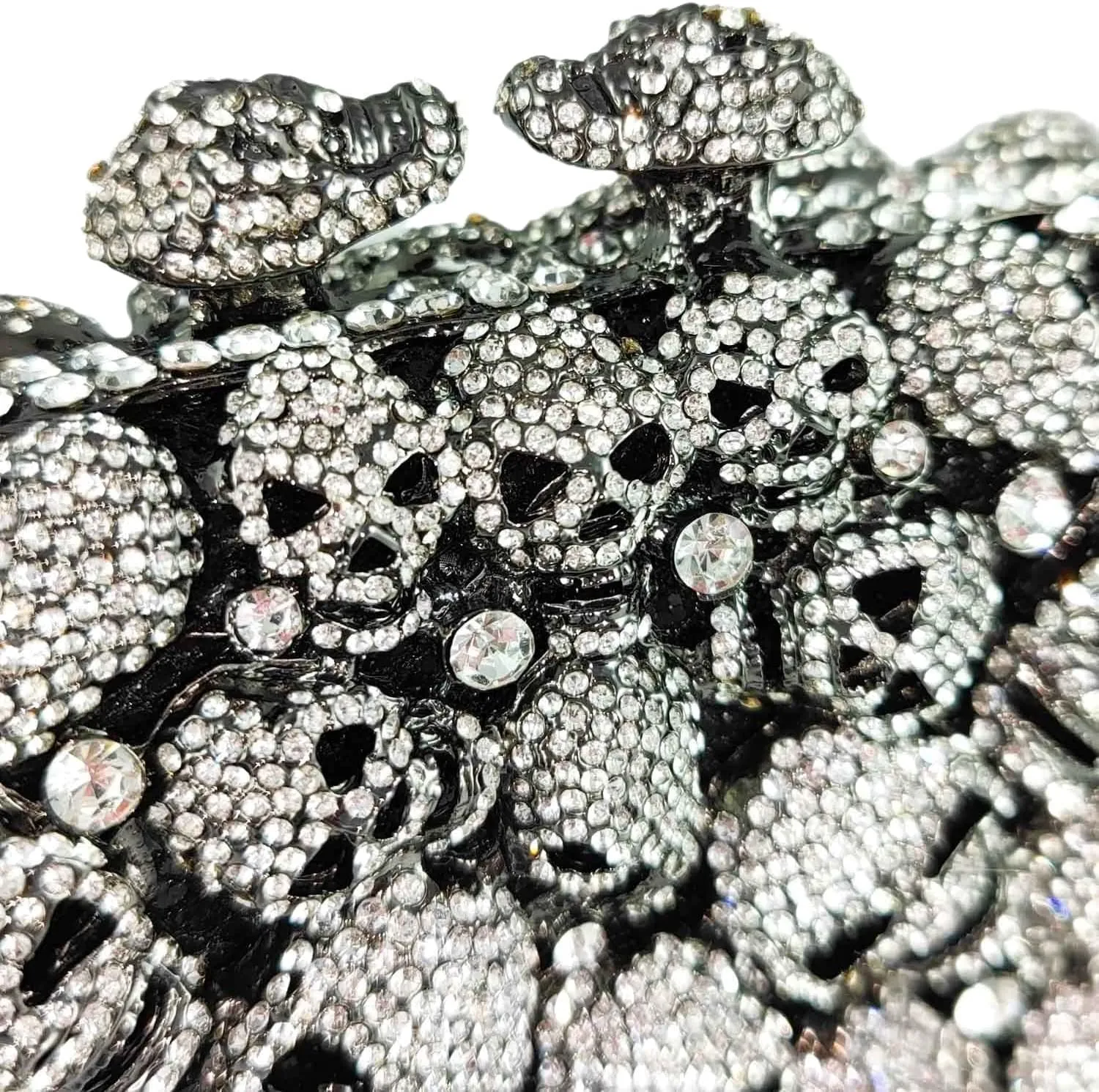 Boutique De FGG Skull Crystal Clutch Purse for Women Formal Rhinestone Clutch Evening Bag Halloween Minaudiere Handbag,Mini