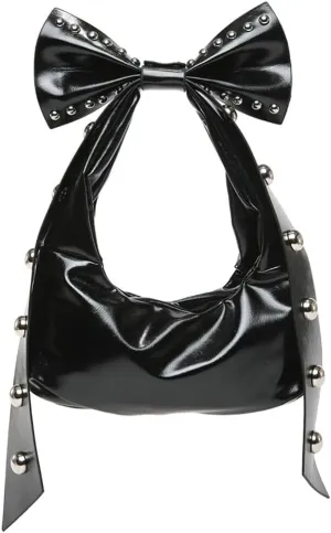 Bow-Tie Hobo Bags Women 2025 Trendy Y2k Rivet Shoulder Bags Bowknot Underarm Handbag Purse for Party Vacation Makeup