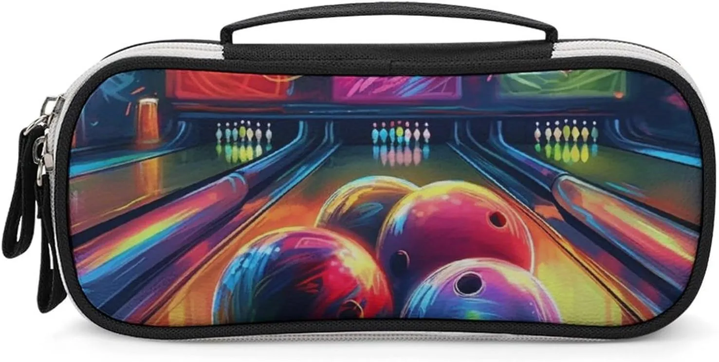 Bowling Balls Leather Makeup Bag Portable Small Cosmetic Organizer Waterproof Toiletry Bags Brushes Pencils And Travel Make Up Accessories